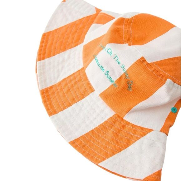 ZARA Kids | Orange | TEXT DETAIL STRIPED BUCKET HAT - Picture 2 of 3
